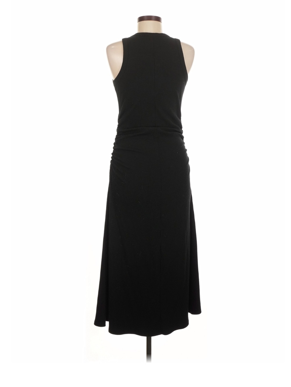 Classic Black Ribbed Ruched Bodycon Dress - Picture 2 of 5